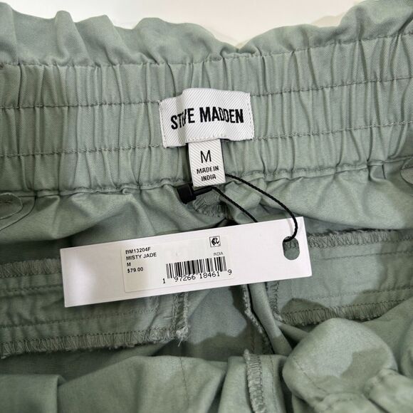 Steve Madden Paperbag Pants Size M Olive Green NWT Gorpcore Trousers High Rise - Picture 8 of 15